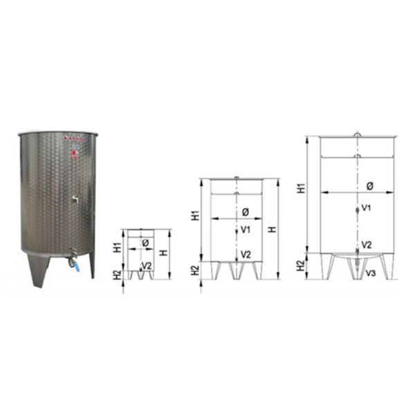 Inox tank Letina PP200 dimenzije