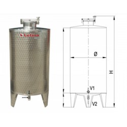 Tank za čuvanje rakije Letina ZR 620L dimenzije